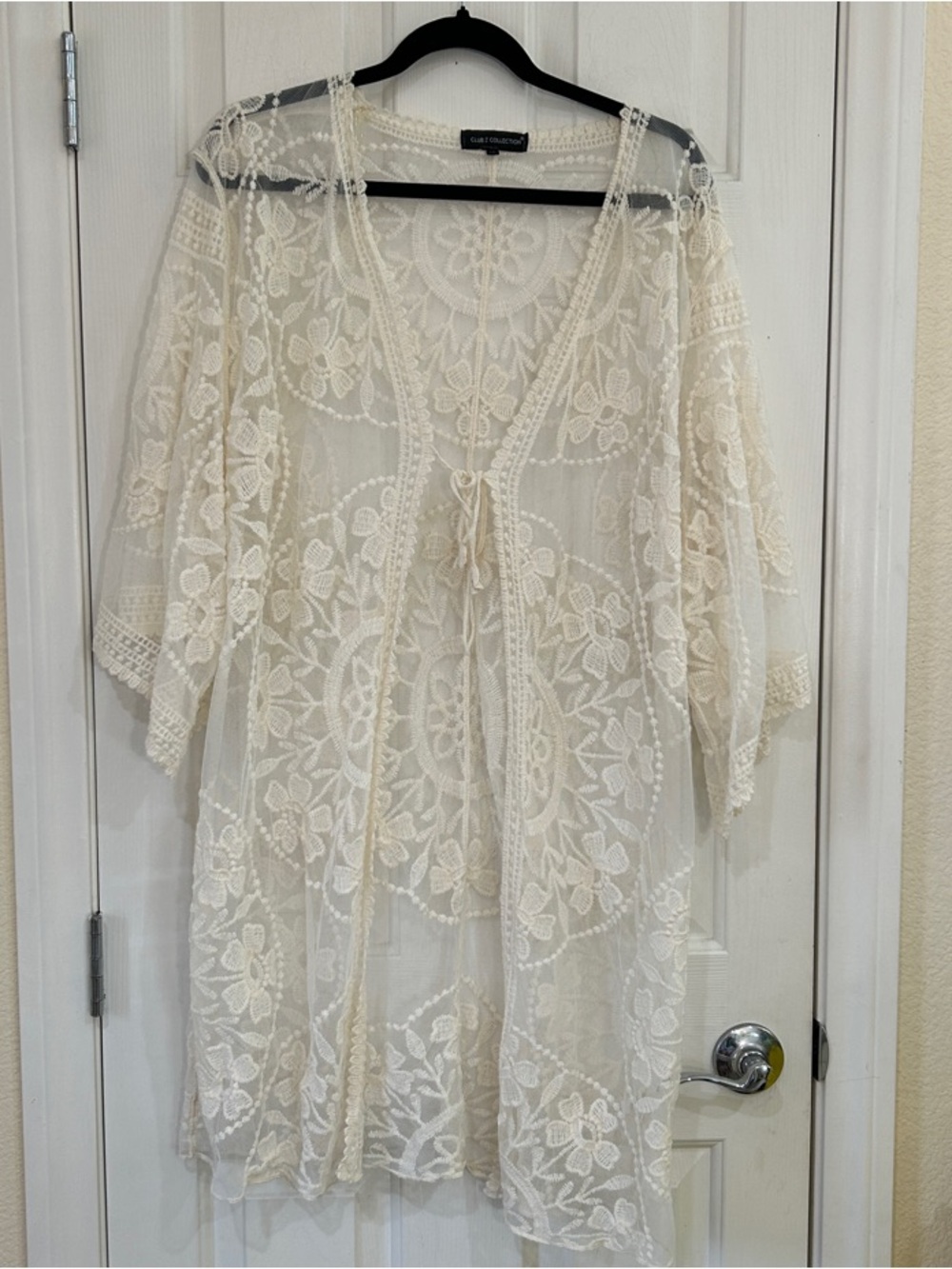 Club Z Collection Cream Sheer Floral Lace Cover-Up